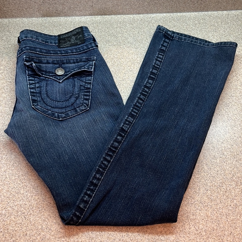 👖True Religion Women’s Dark Blue Straight Leg Jeans Size 27 ON SALE NOW! 💰